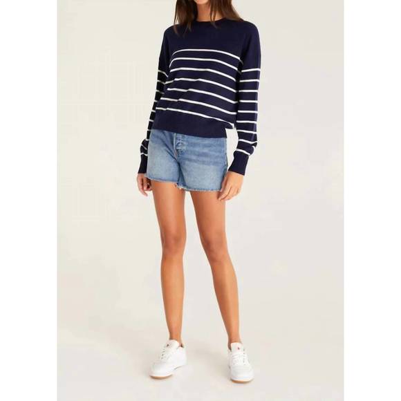 NEW Z SUPPLY oceana stripe sweater in indigo dream - Picture 2 of 3